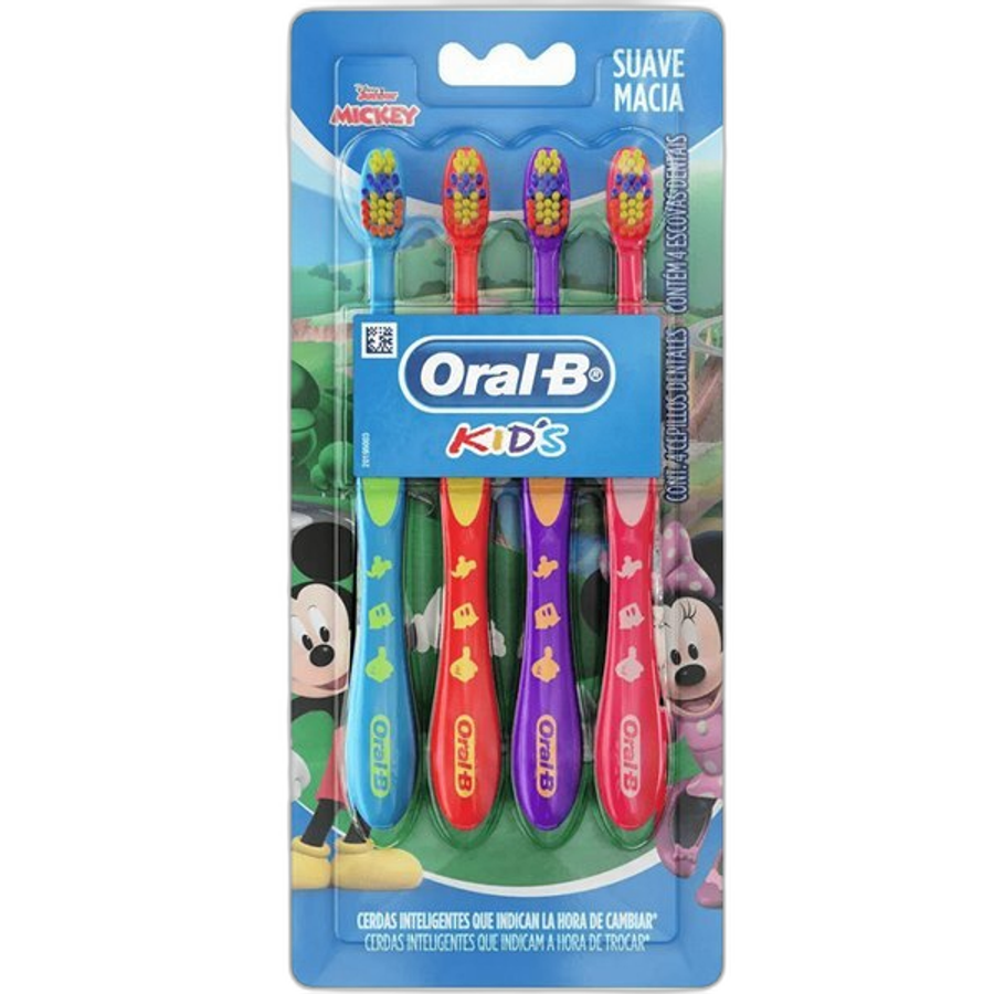Escova de Dente Infantil Oral-B Mickey Disney Junior 4 Unidades
