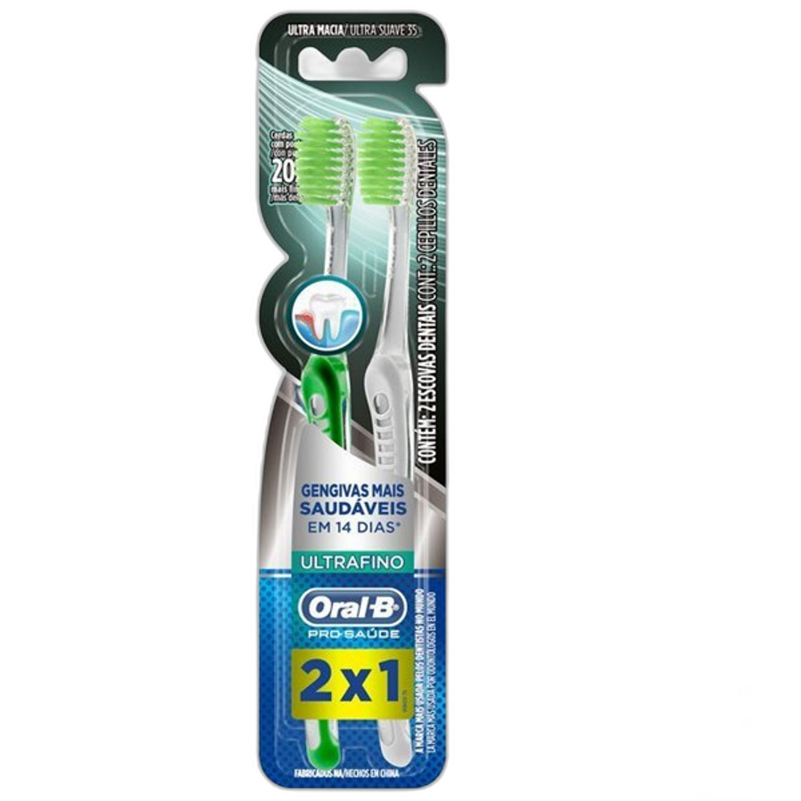 Escova Dental Oral-B Pró Saúde Ultrafino 2 Unidades