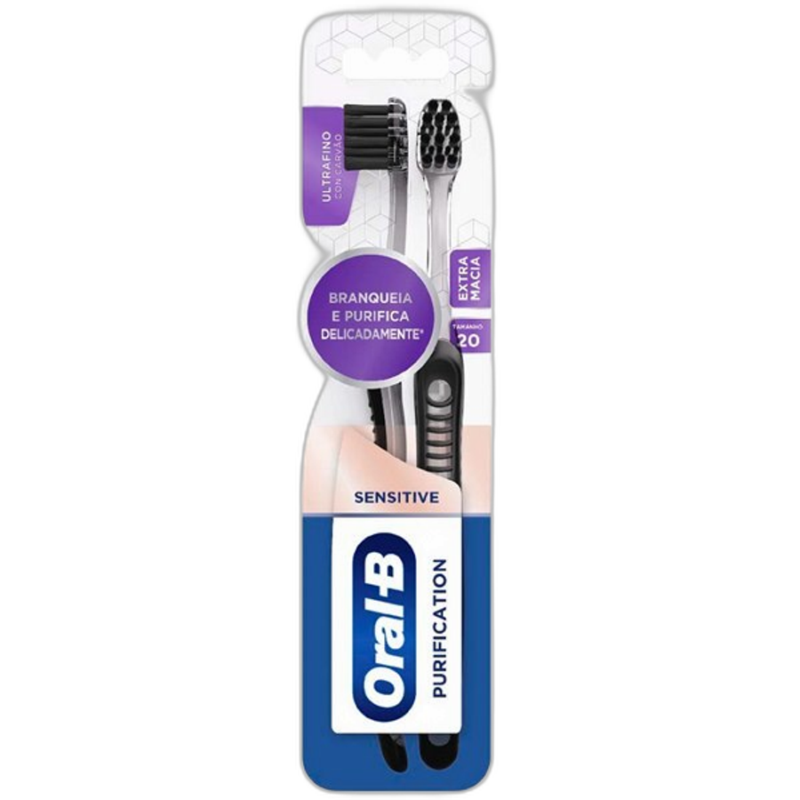 Kit Escova Dental Oral-B Whitening Therapy Purification Extra Macia 2 Unidades