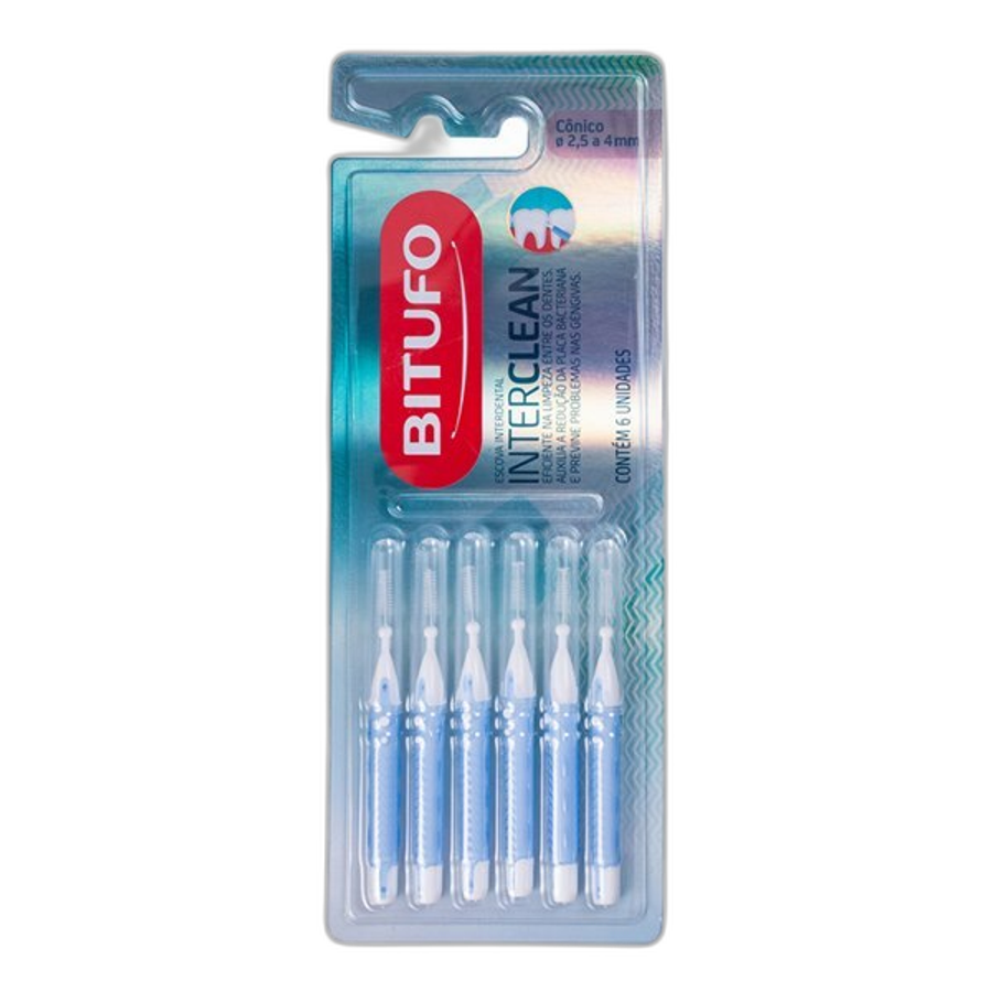Escova Interdental Bitufo Interclean Cônico 2,5 a 4mm 6 Unidades