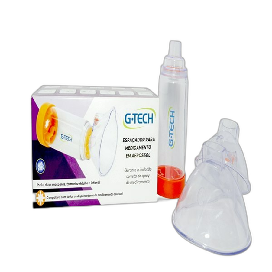 Espaçador para Medicamento G-Tech Clear Adulto e Infantil PVC 1 Unidade