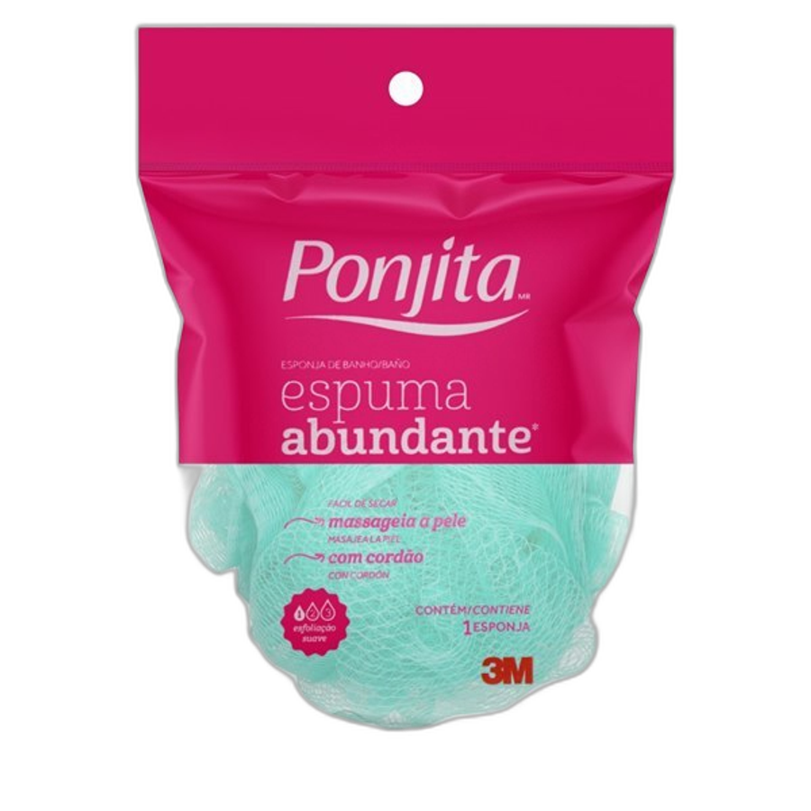 Esponja de Banho Ponjita Espuma Abundante Cores Sortidas 1 Unidade