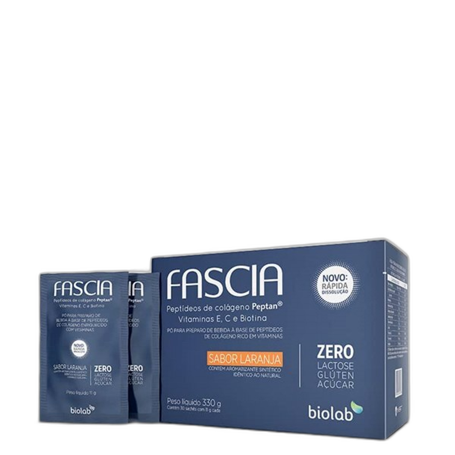 Suplemento Alimentar Fascia Colágeno Biolab Sabor Laranja 11g 30 Sachês