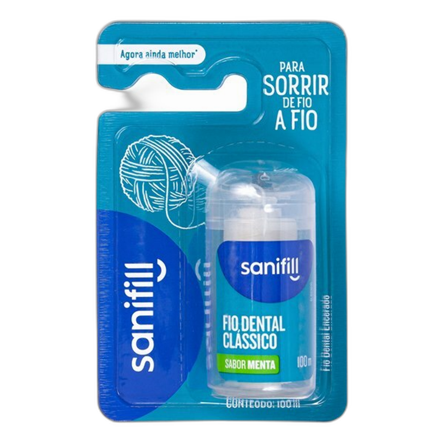 Fio Dental Sanifill Clássico Sabor Menta 100 Metros 1 Unidade