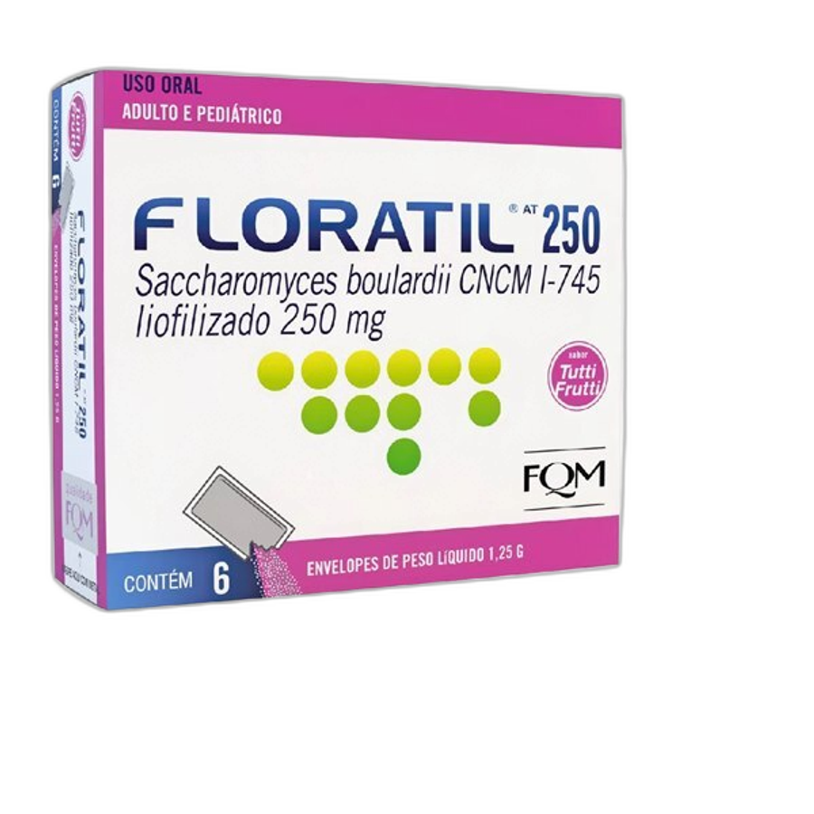 Probiótico Floratil At 250mg Fqm 6 Envelopes Pó Tutti Frutti