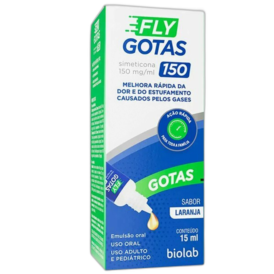 Antigases Fly Gotas 150mg Sabor Laranja 15ml Solução Oral Gotas