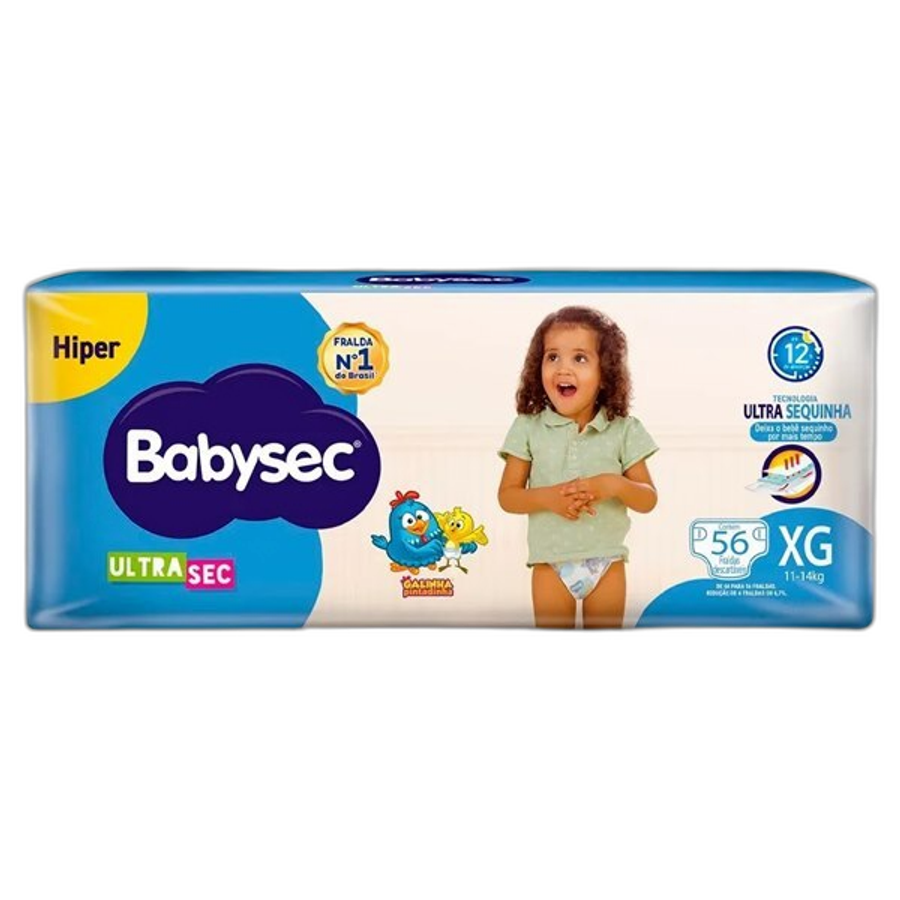Fralda Babysec Ultrasec Galinha Pintadinha Xg 56 Unidades