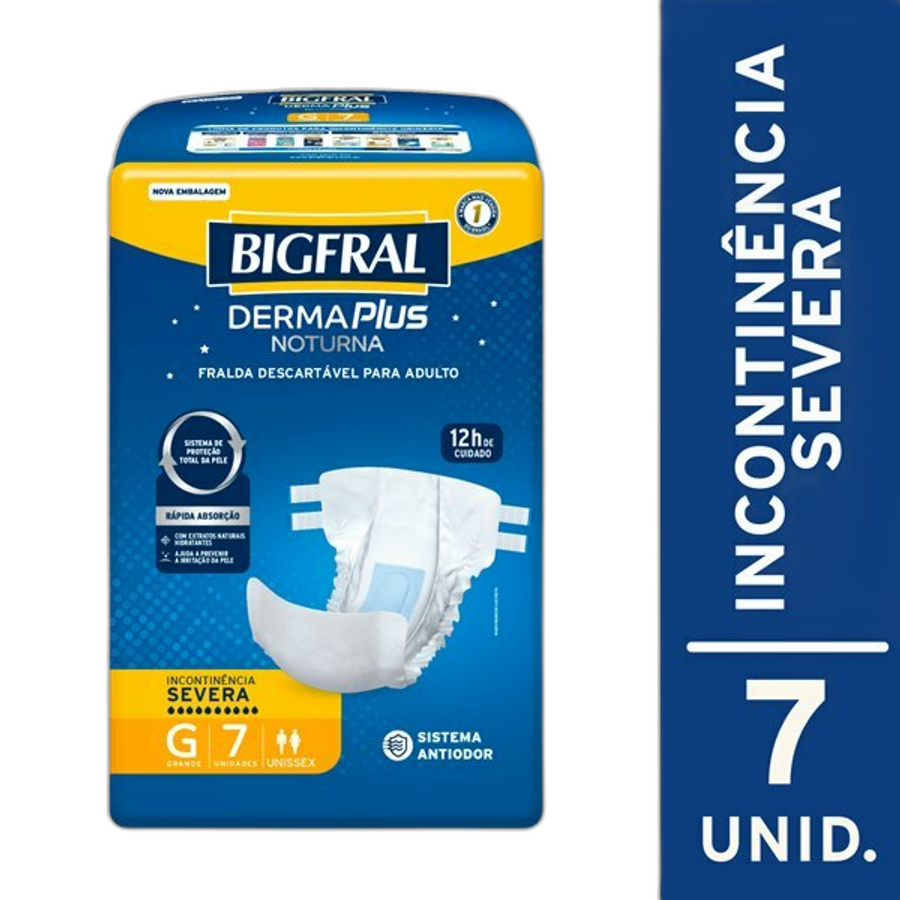 Fralda Geriátrica Bigfral Dermaplus Noturna G 7 Unidades
