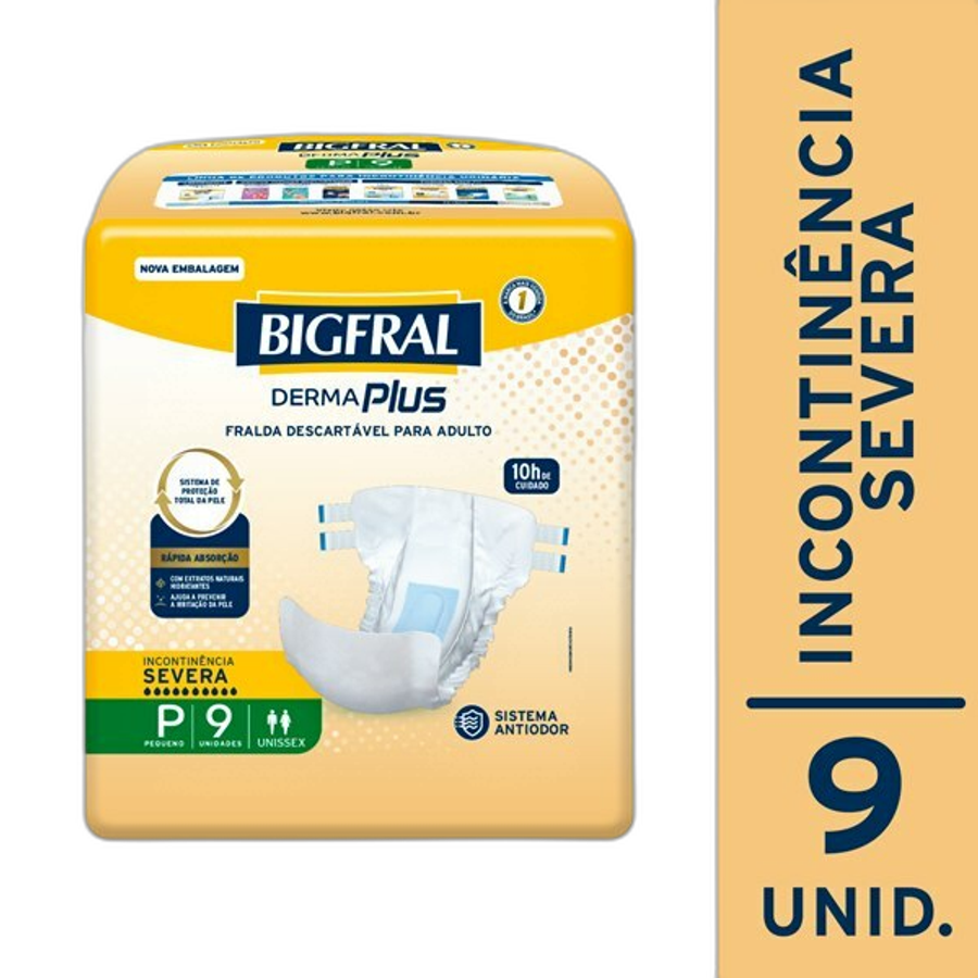Fralda Geriátrica Bigfral Dermaplus P 9 Unidades