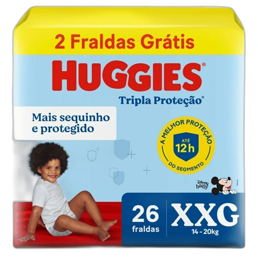 Fralda Huggies Tripla Proteção Meguinha Xxg (26) 26 Unidades