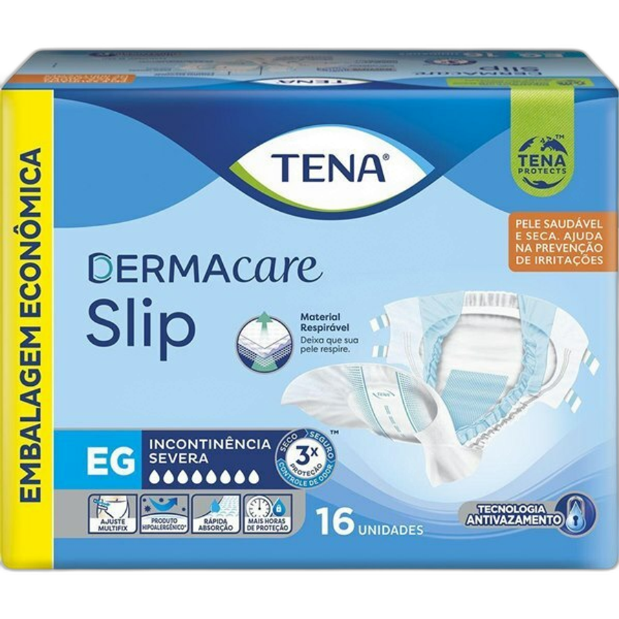 Fralda Geriátrica Tena Dermacare Slip Eg 16 Unidades