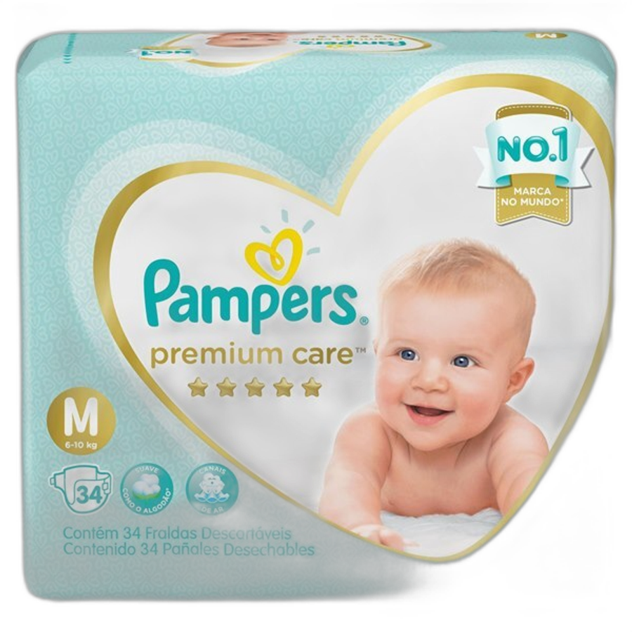 FRALDA PAMPERS PREMIUM CARE MEGA M C/34UND