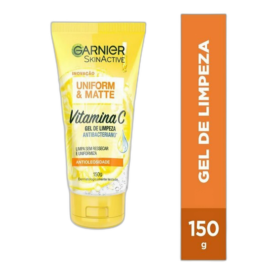 Gel de Limpeza Facial Antibacteriano Garnier Uniform & Matte Vitamina C 150ml