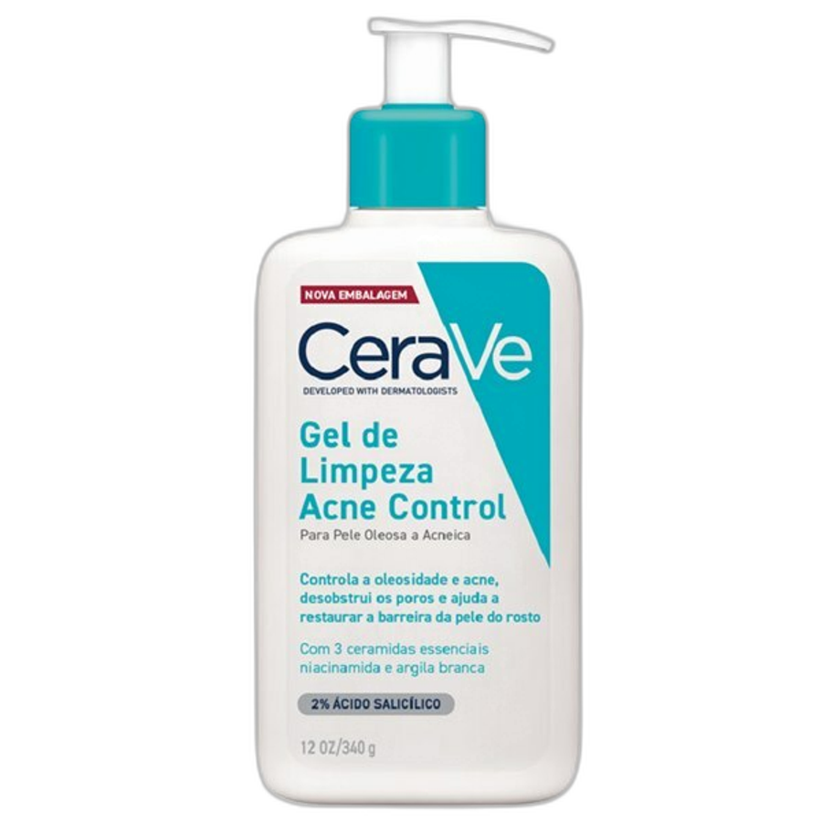 Gel de Limpeza Cerave Acne Control para Pele Oleosa e Acneica 340g