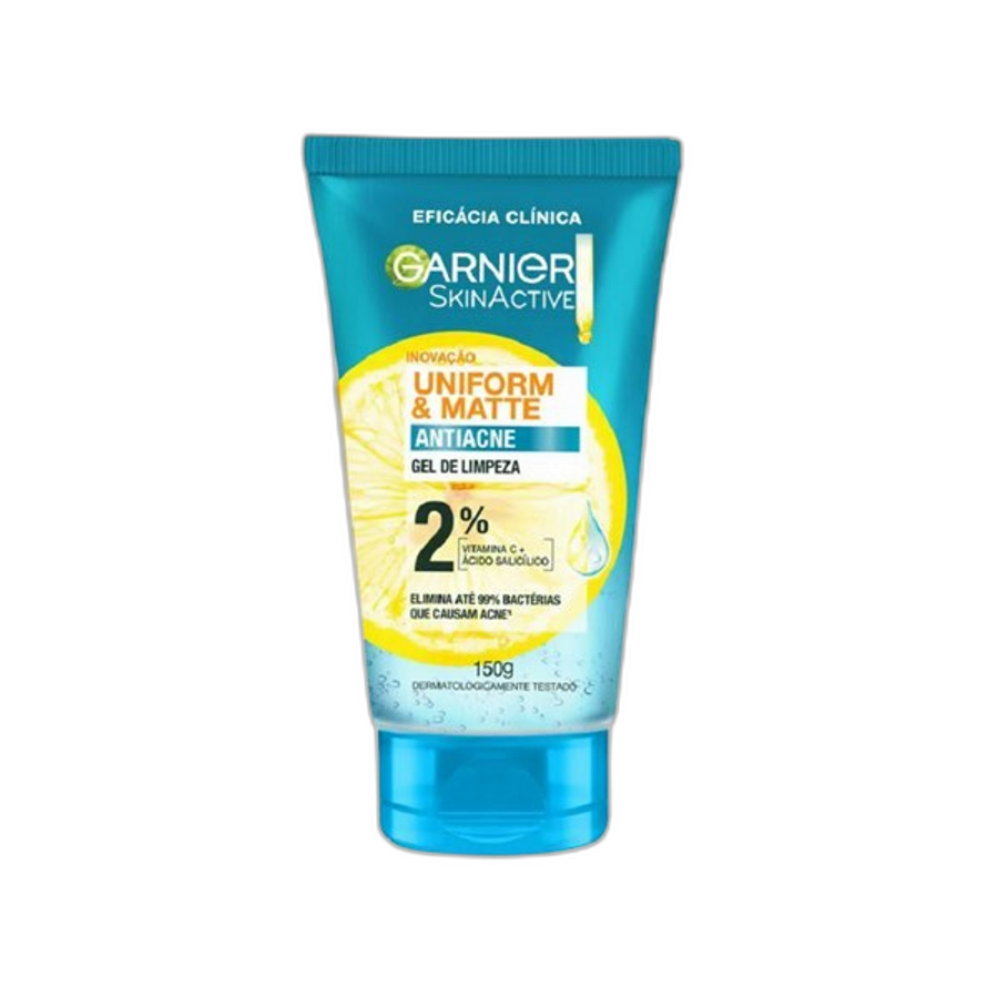 Gel Facial de Limpeza Antiacne Garnier Skinactive Uniform & Matte 150g