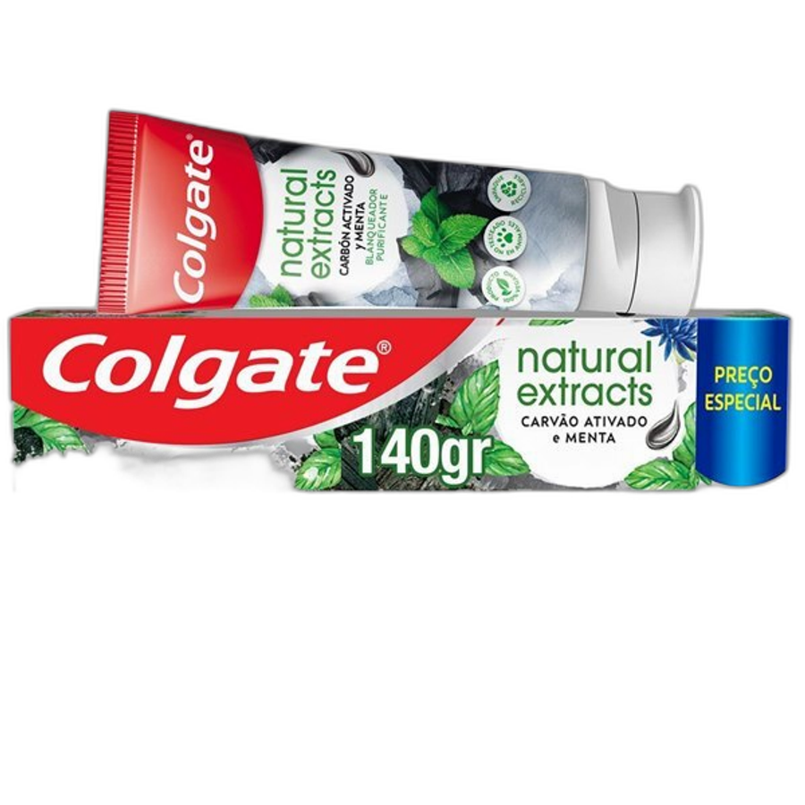 Pasta de Dente Colgate Natural Extracts Branqueador Purificante Carvão Ativado e Menta 140g