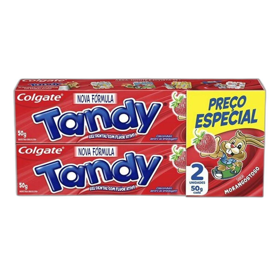 Kit Pasta de Dente Gel Infantil Tandy Morangostoso 2 Unidades de 50g