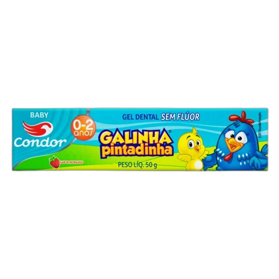 Creme Dental Infantil Condor Baby Galinha Pintadinha Sem Flúor Morango 50g