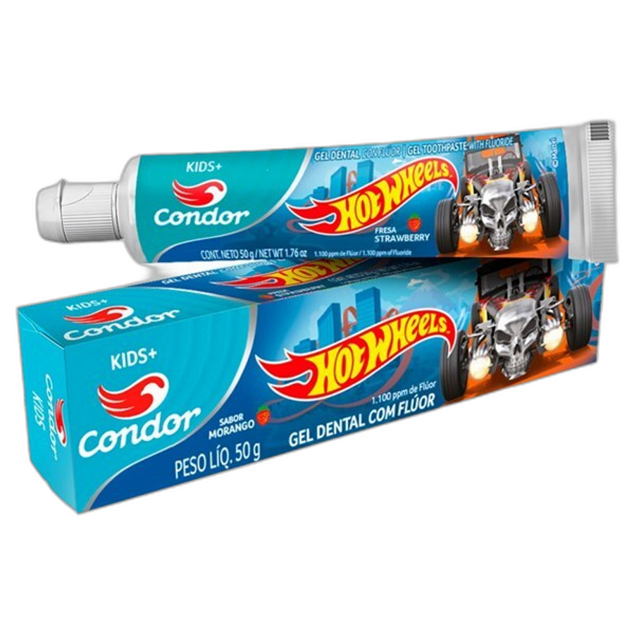 Pasta de Dente Infantil Condor Hot Wheels Morango 50g