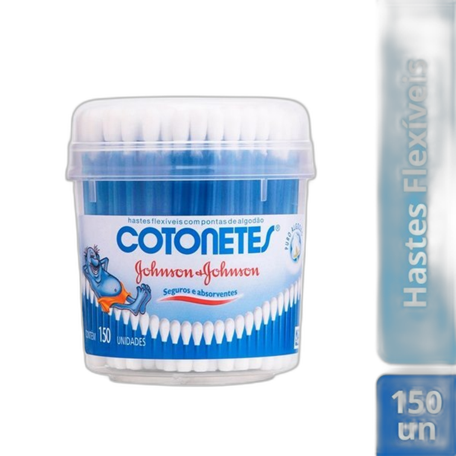 Hastes Flexíveis Johnson & Johnson Cotonetes Pote 150 Unidades
