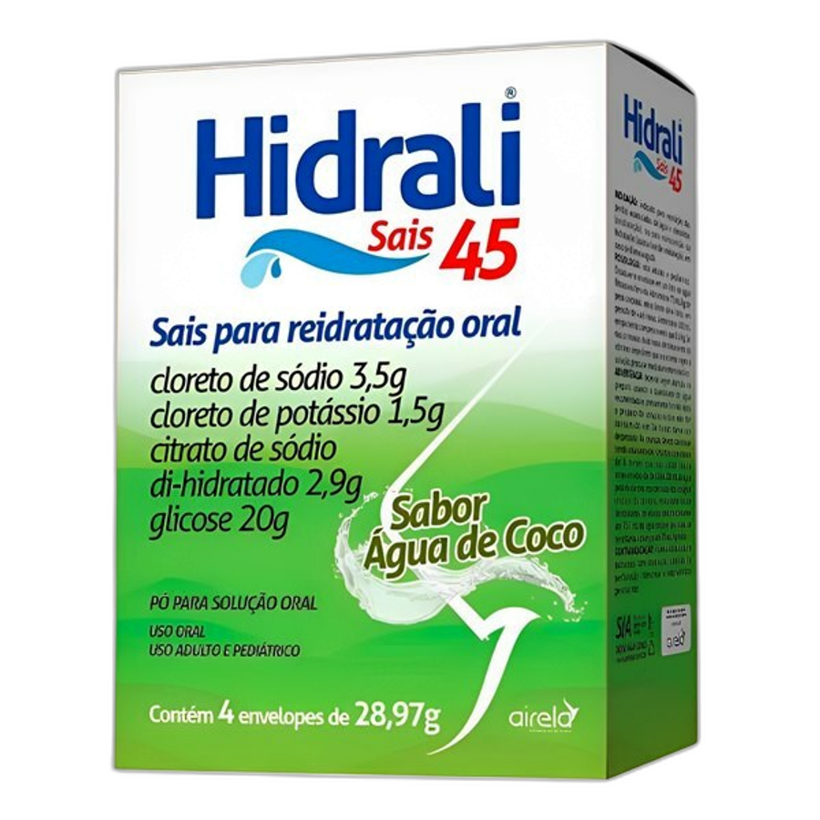 Hidrali 45 Sabor Agua de Coco 4 Envelopes