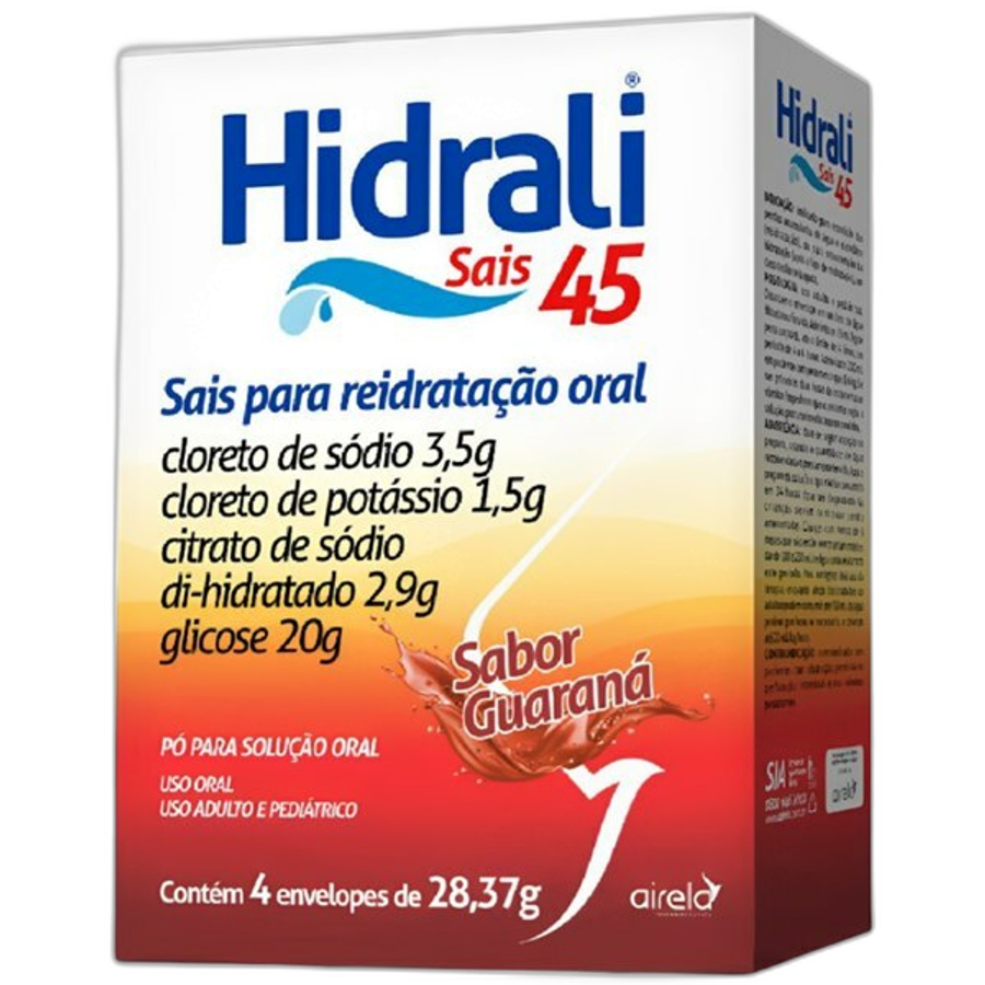 Hidrali Soro para Reidratação Oral Natural Sabor Guarana 4 Env 4 Envelopes