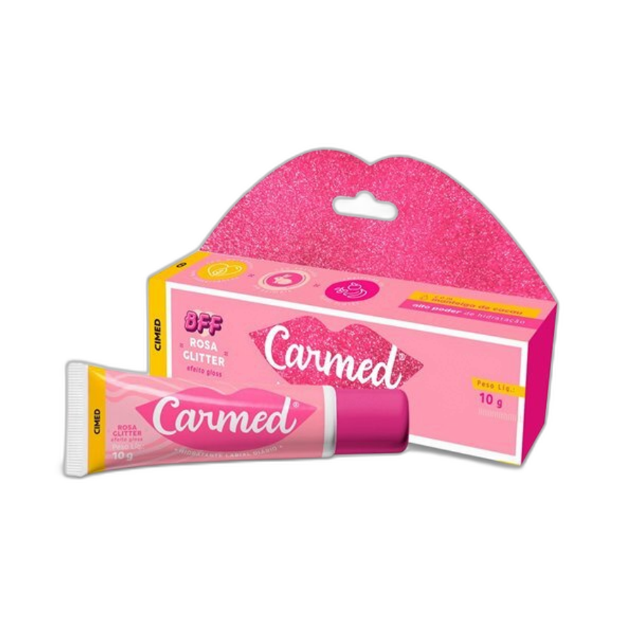 Hidratante Labial Carmed Bff Rosa Glitter Tutti Frutti Efeito Gloss 10g