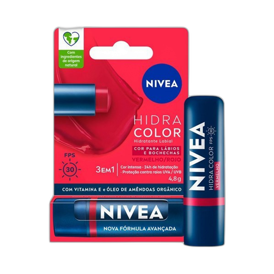 PROT LABIAL NIVEA 4,8G COLOR VERMELHA