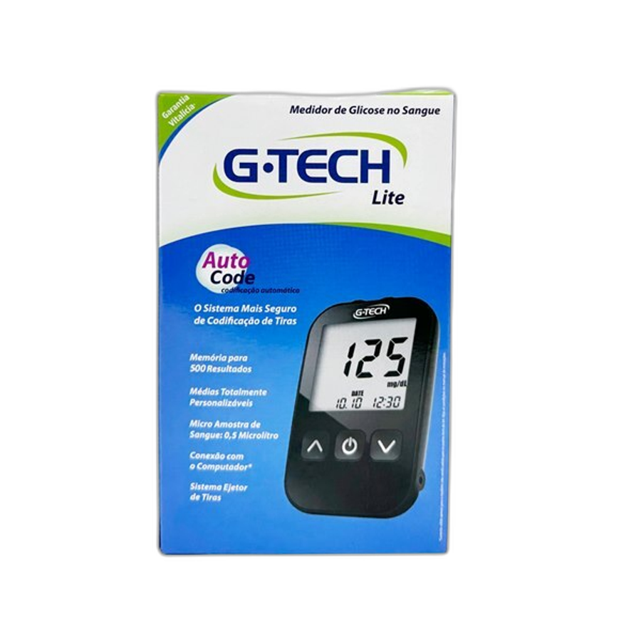 Kit G-Tech Lite Medidor de Glicose + 1 Caneta Lancetadora + 10 Tiras de Teste + 10 Lancetas