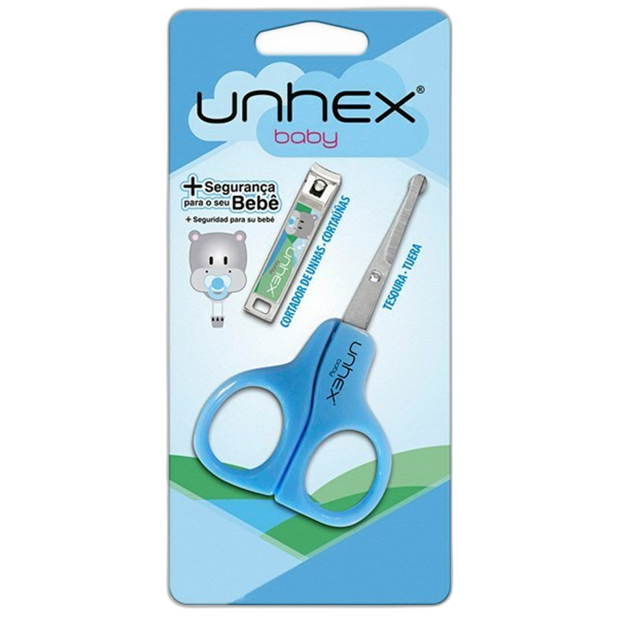 TESOURA + CORTADOR AZUL UNHEX BABY - MERHEJE