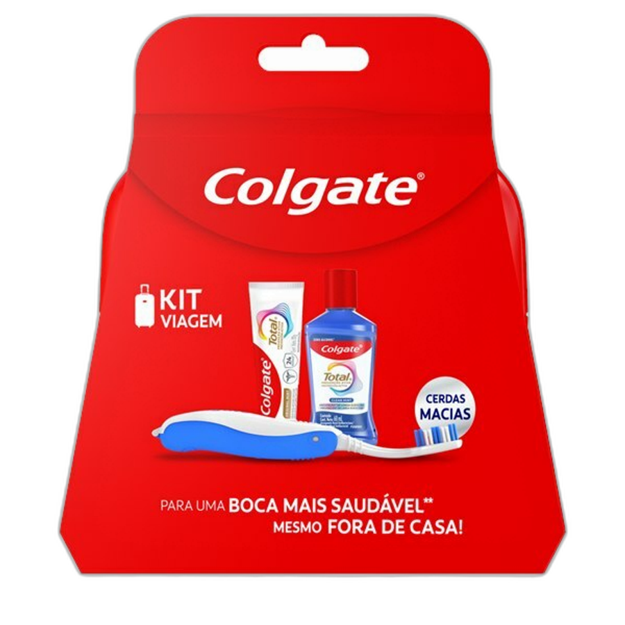 Kit Viagem Colgate Total Antisséptico Bucal 60ml + Creme Dental 30g + Escova Dental Portátil