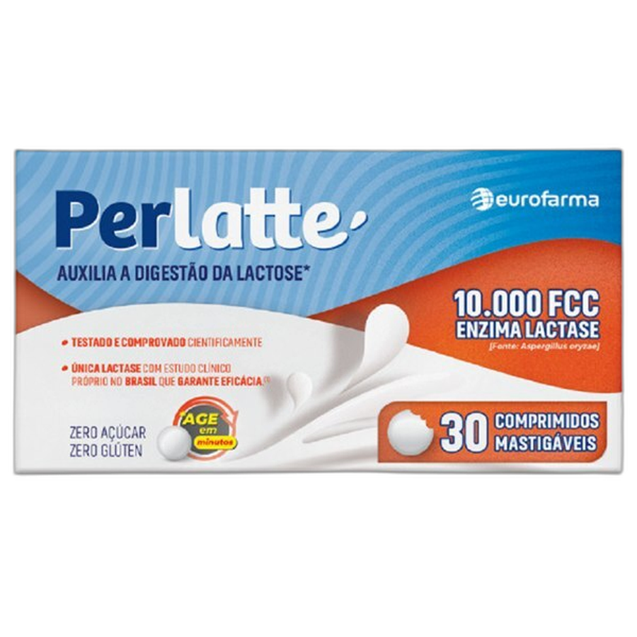 Perlatte Lactase 10.000fcc 30 Comprimidos Mastigáveis