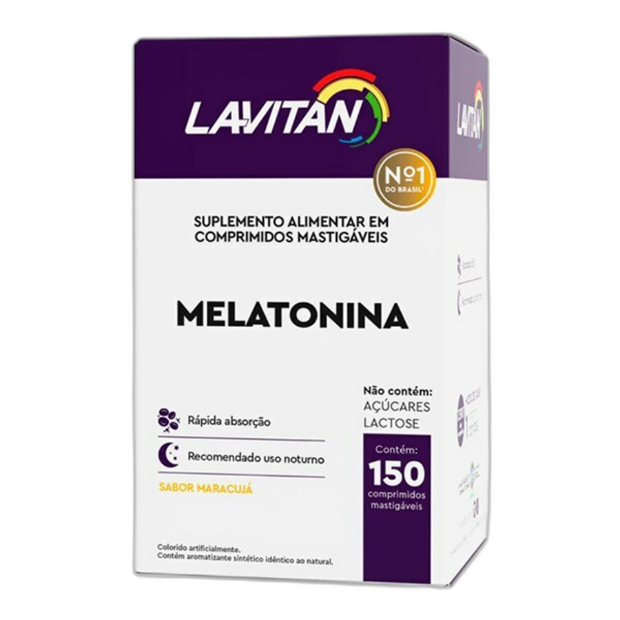 Suplemento Alimentar Lavitan Melatonina Sabor Maracujá 150 Comprimidos Mastigáveis