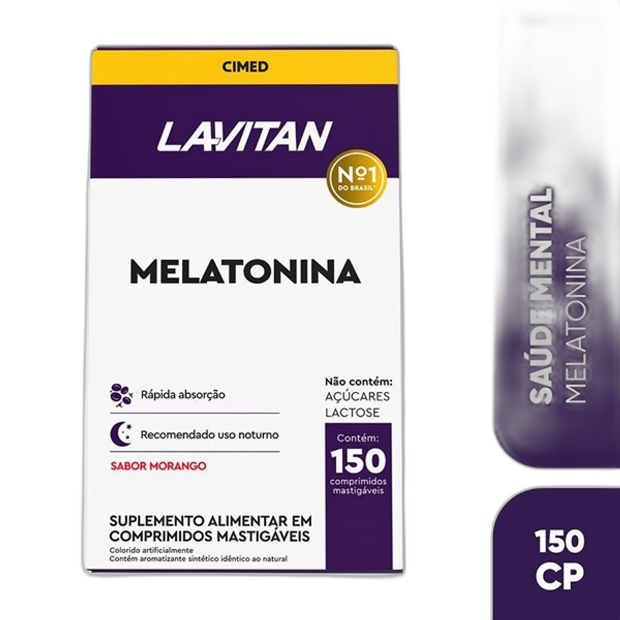 Melatonina Lavitan 0.21mg Sabor Morango 150 Comprimidos Mastigáveis