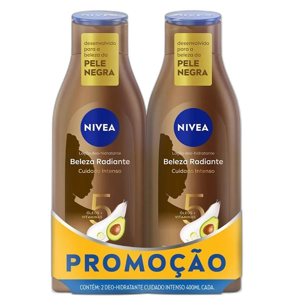 Kit Hidratante Desodorante Nivea Beleza Radiante Cuidado Intenso 2 Unidades de 400ml