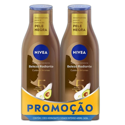 Kit Hidratante Desodorante Nivea Beleza Radiante Cuidado Intenso 2 Unidades de 400ml