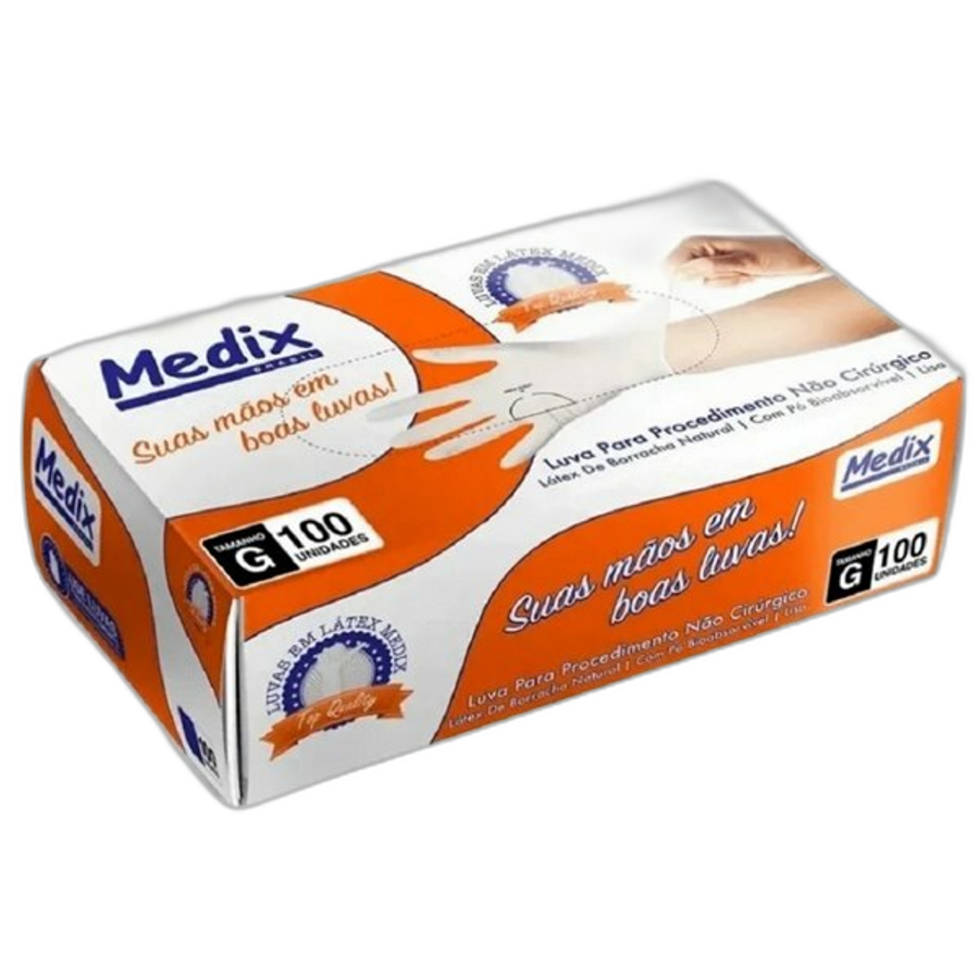 Luva de Procedimento Latex com Pó Tamanho G 100 Unidades