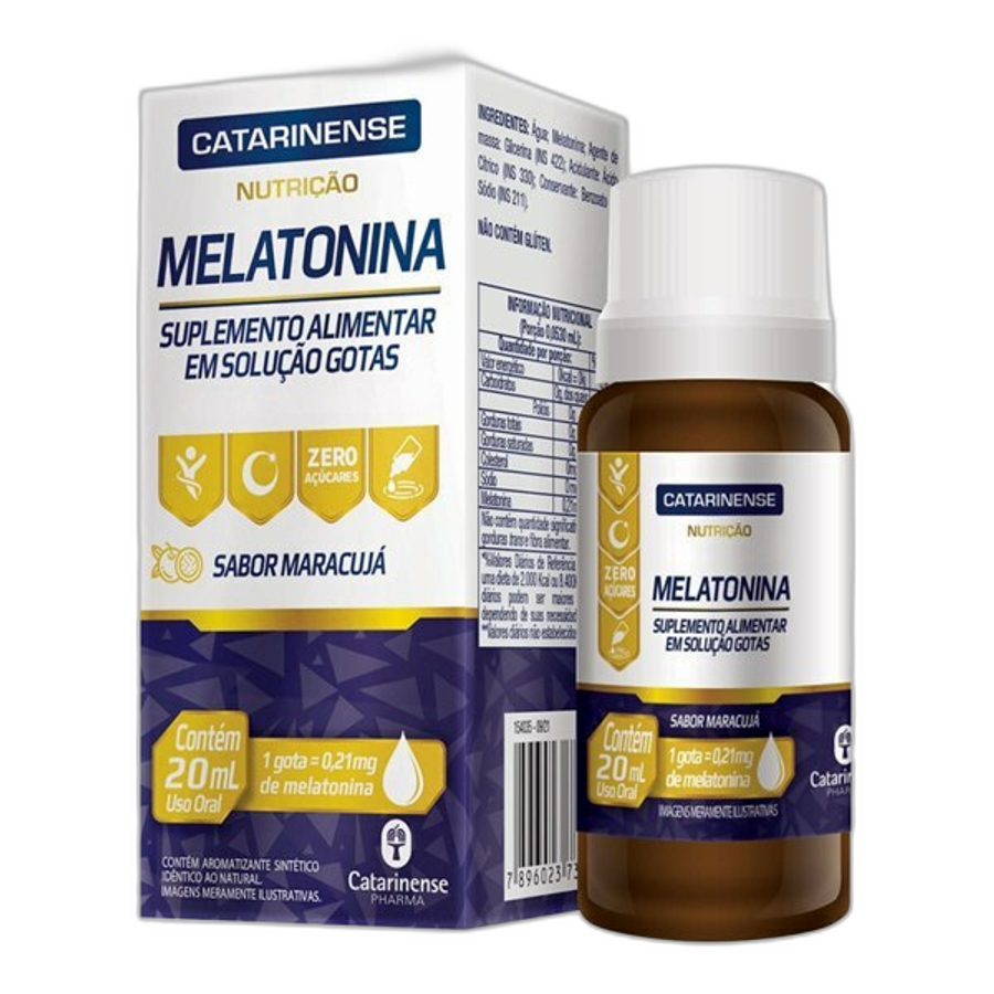 Melatonina 0,21mg Catarinense Nutrição Maracujá 20ml Gotas