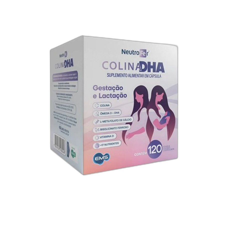 Suplemento Alimentar Neutrofer Colina Dha Gestão e Lactação 120 Cápsulas