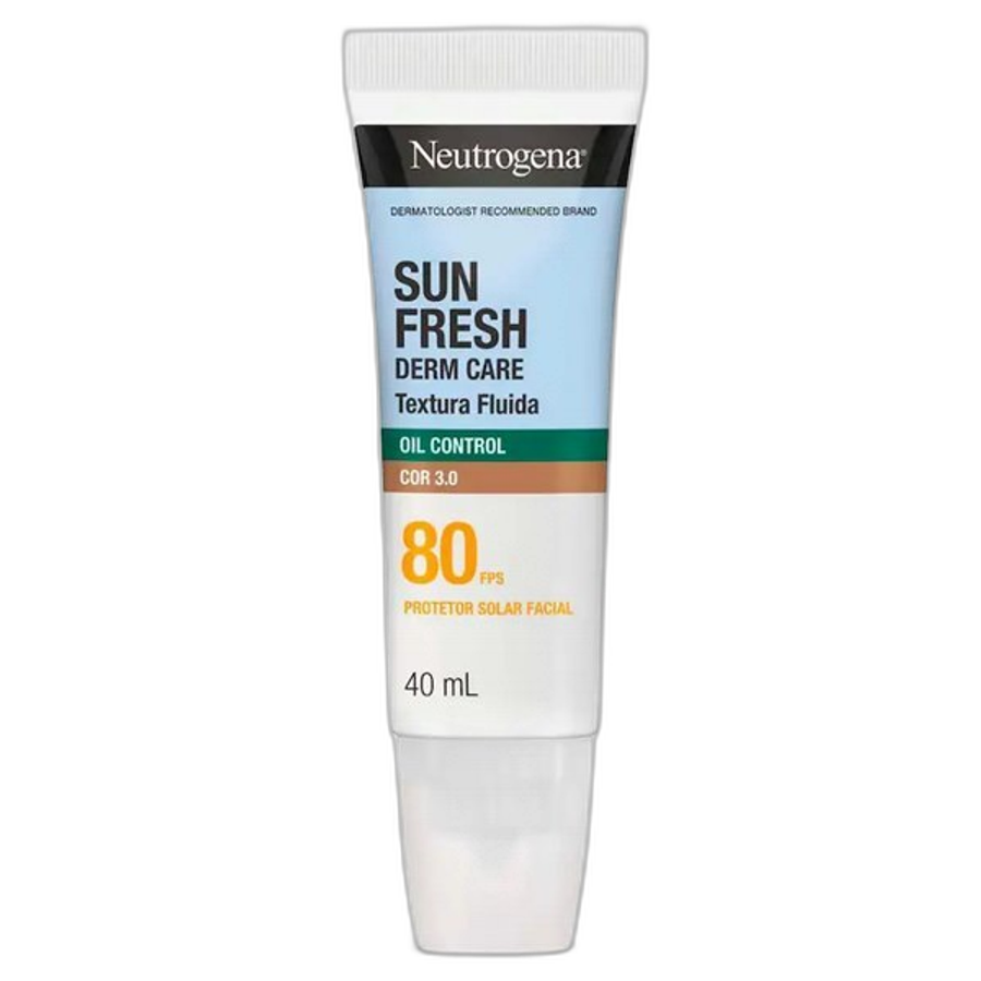 Protetor Solar Facial Neutrogena Sun Fresh Derm Care Oil Control Fluido Cor 3.0 FPS80 40ml