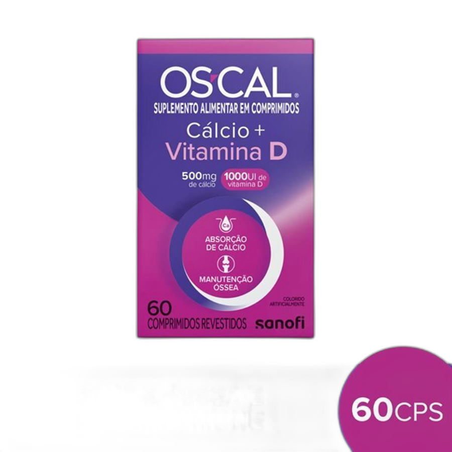 Suplemento Alimentar os Cal Cálcio 500mg + Vitamina D 1000ui 60 Comprimidos Revestidos