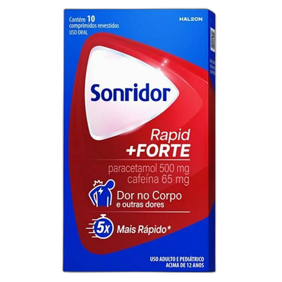 Analgésico e Antitérmico Sonridor Rapid Forte 500mg + 65mg 10 Comprimidos