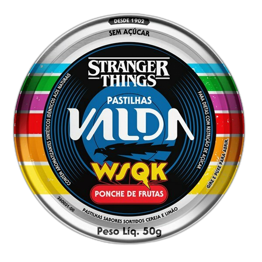 Pastilhas Valda Stranger Things Wsqk Ponche de Frutas Sabores Sortidos 50g