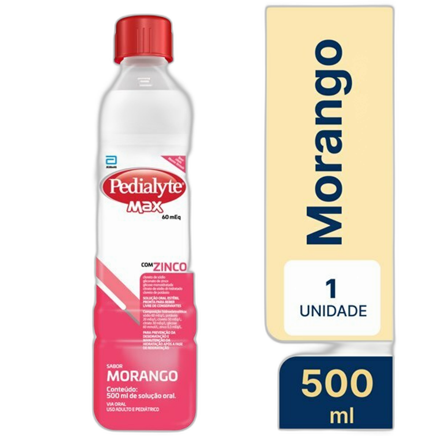 Bebida Repositora Hidroeletrolítico Pedialyte Max Morango 500ml