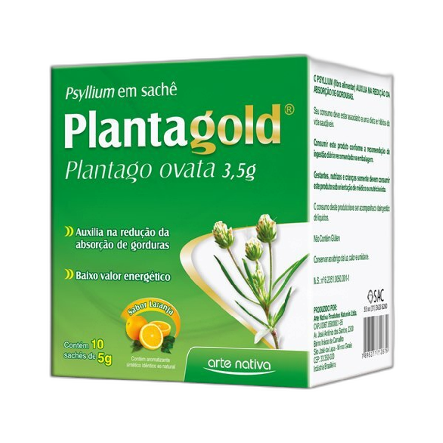 PLANTAGOLD PSYLLIUM 10SACHES LARANJA