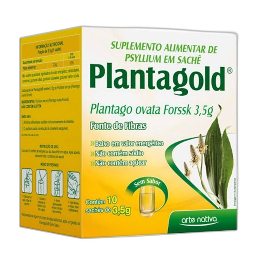 PLANTAGOLD PSYLLIUM 10SACHES SEM SABOR