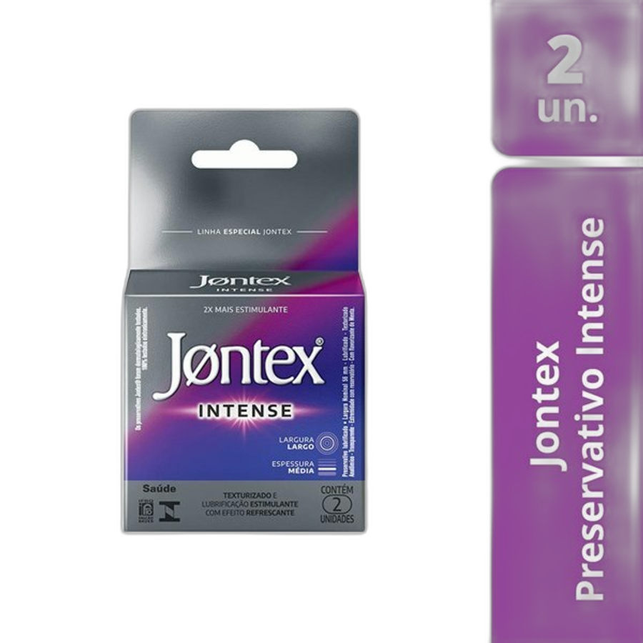 Preservativo Masculino Jontex Intense Lubrificado Especial Flavorizado Menta 2 Unidades