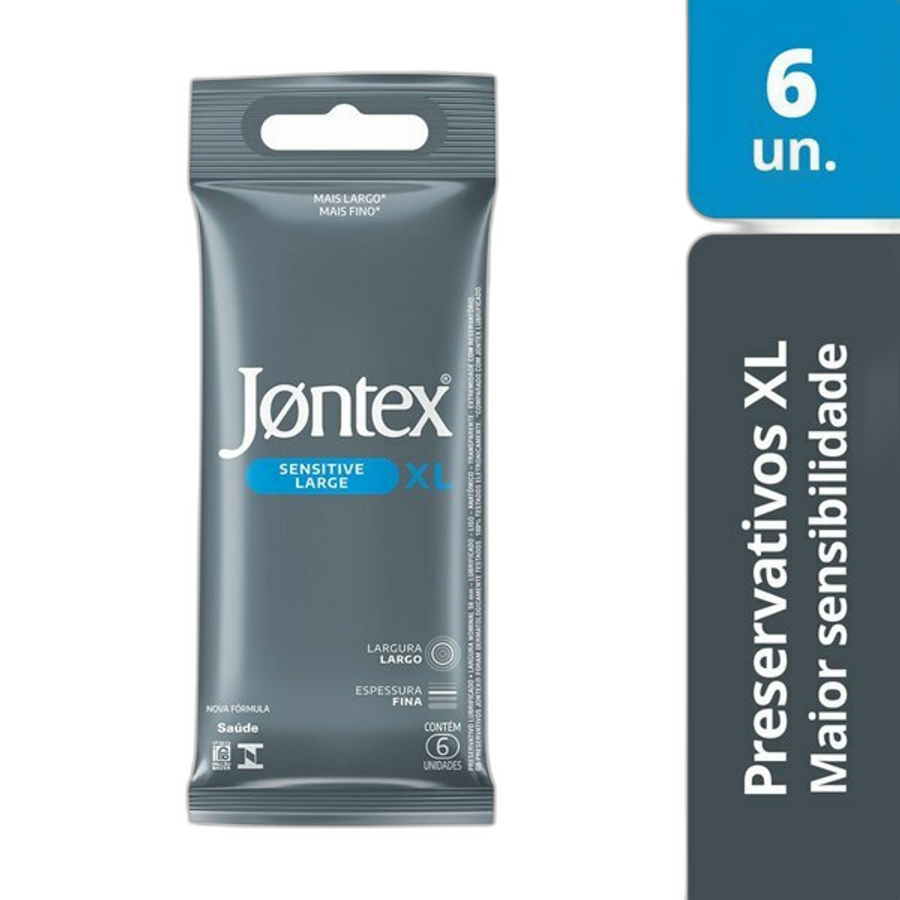Preservativo Camisinha Jontex Lubrificado Xl Sensitive 6 Unidades