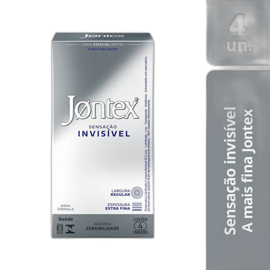Preservativo Camisinha Masculina Jontex Sensação Invisível 4 Unidades