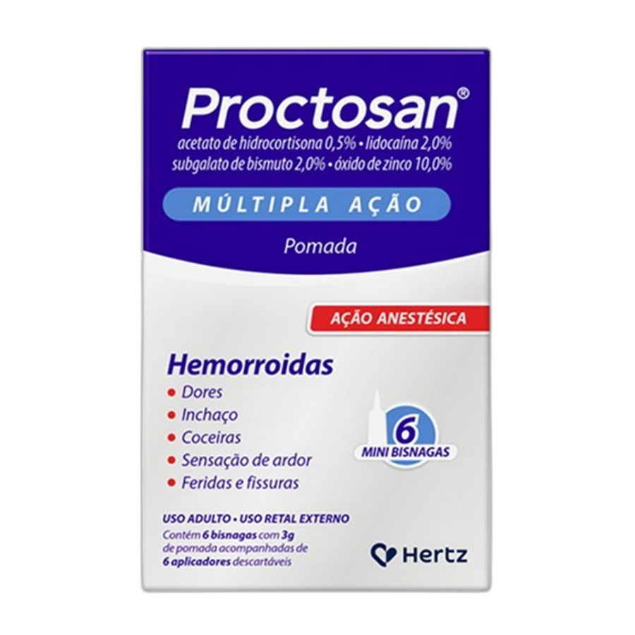 Proctosan Kley Hertz Múltipla Ação Pomada 6 Mini Bisnagas de 3g